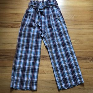 JCREW - Madras Plaid Paper Bag Pants